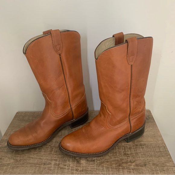 Men’s 10D ACME WELLINGTON Brown Leather Cowboy Boots 9096 Cushioned Insole EXC - Picture 3 of 16